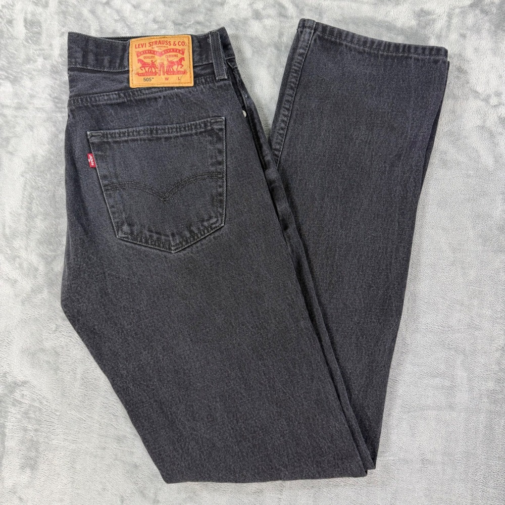 Levi's 505 Regular Fit Jeans Men's 34x38 Faded Black Gray Straight Leg